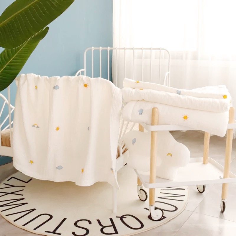 刺绣婴儿被子纯棉纱布抱被新生儿盖毯浴巾夏季薄款宝宝被四季通用,淘宝优惠券,粉丝福利购,淘宝优惠卷