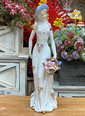 欧式怀旧西c洋美女贵妇装饰摆件陶瓷礼品客厅酒柜店铺橱窗装饰摆
