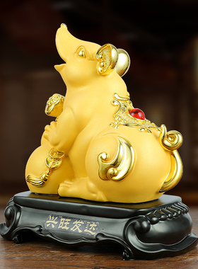 金鼠摆件招财十二生肖鼠家居工艺y礼品摆饰属鼠吉祥物客厅酒柜桌
