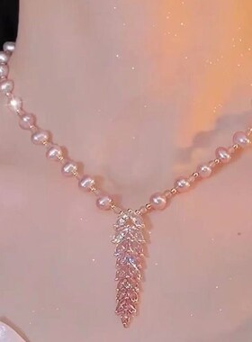 网红爆款珍珠麦穗项链女时尚轻奢小众设计吊坠气质百搭锁骨链