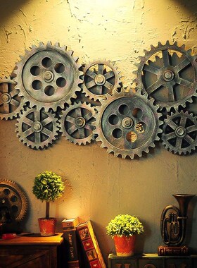 复古工业风齿轮装饰品壁饰摆件墙壁挂F件做旧酒吧挂墙个性装饰挂