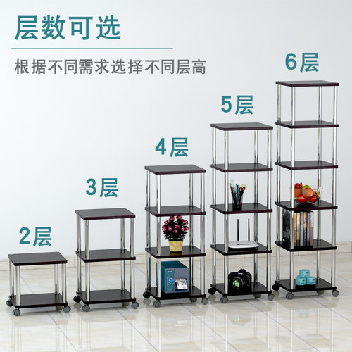 定制小型置物架可移动带轮架子木架多层落地架储物架窄架子多用架 - 图2