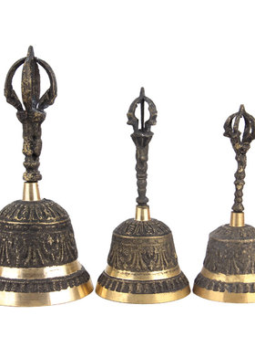 黄铜法器钴金刚铃杵手摇铃碰钟法铃民族乐器尼泊尔铜铃摆件