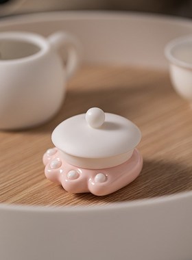 爱猫爪工艺品小茶壶底座盖置书房办公桌桌面现代装饰品