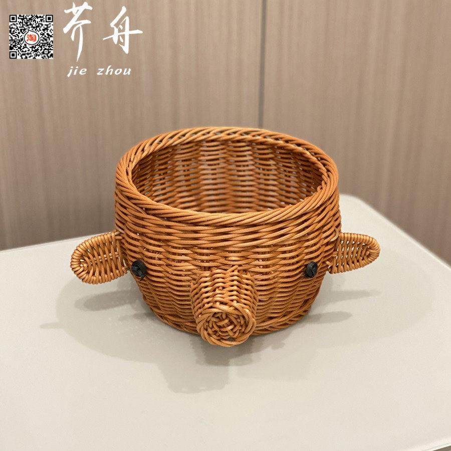 柳条箩筐竹篮子藤编大象猪头竹筐收纳筐动物鸡蛋手工托盘创意餐具,淘宝优惠券,粉丝福利购,淘宝优惠卷