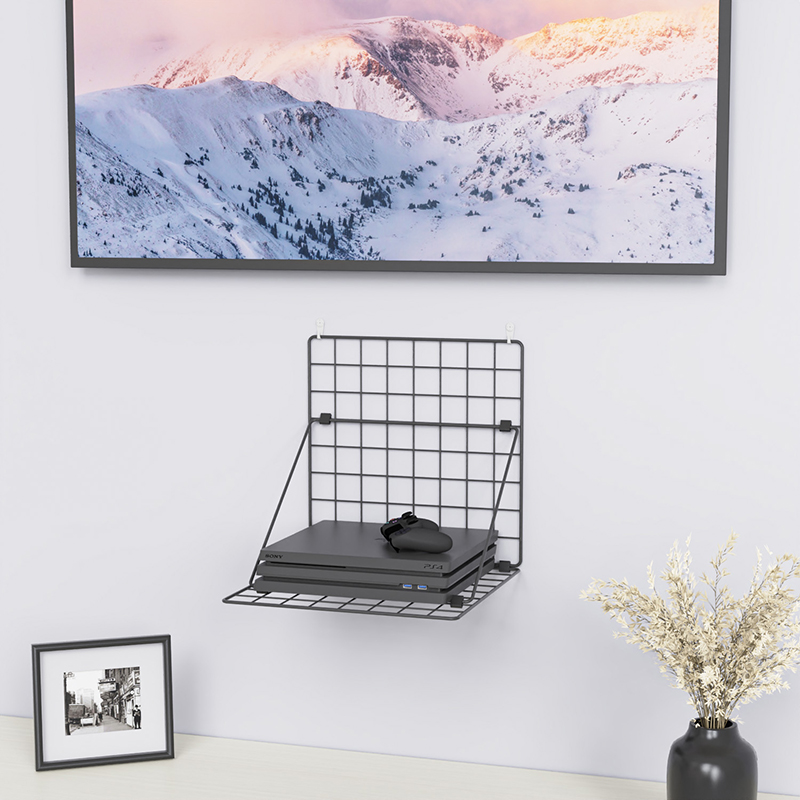 家用简易墙上壁挂PS4 prso游戏机置物架Xbox铁艺支架switch竖立架 - 图0