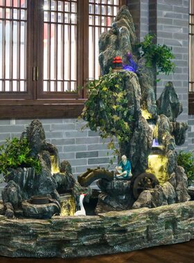 大型室内客厅办公室假山流水喷泉户外花园庭院阳台山水景观瀑布