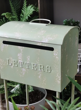 日式田园风复古铁艺做旧花园庭院邮箱装饰花架子园艺户Y外摆件落