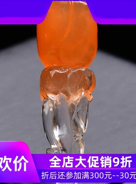 天然巴西红水晶俏色手工雕刻玫瑰花吊坠项链毛衣链玻璃体收藏级即