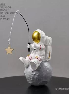 样板间儿童房装饰品玄关书房书架酒柜陶瓷艺术摆件太空人航天模型