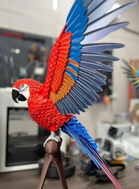 3D打印仿真金刚鹦鹉模型 等比例摆件 手工定制桌面工艺品装饰礼物