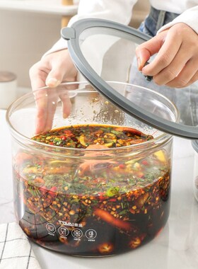 高硼硅耐热耐冷玻璃保鲜盒收纳盒储物罐家K用厨房耐高温腌菜泡菜