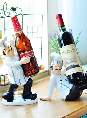 美式复古创意厨师摆件家居西餐厅咖啡店酒柜红酒架个性装饰品摆设