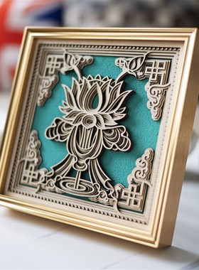 梯木叠雕新中式摆件玄关酒柜创意客厅家居装饰品乔迁礼物新居礼品