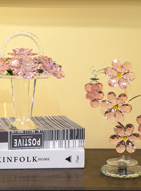 柏梵创意轻奢水晶葡萄树装饰摆件客厅电视柜高档桌面水晶花朵装饰