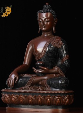 真古意 释迦牟尼佛佛像摆件纯铜释迦佛如来佛祖铜像家居随身车载