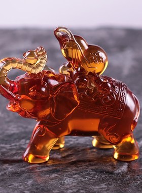 琉璃大象福禄吉祥招财象雕刻工艺品礼品摆件家居饰品轻奢中式乔迁