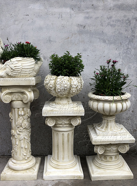 欧式婚庆路引道具户外石膏方形罗马柱子花架花盆底座落地装饰摆件