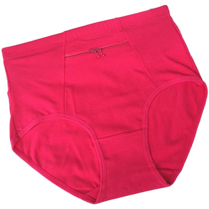 纯棉高腰带口袋拉链女士防盗内裤中老年妈妈兔年大红本命年三角裤,淘宝优惠券,粉丝福利购,淘宝优惠卷