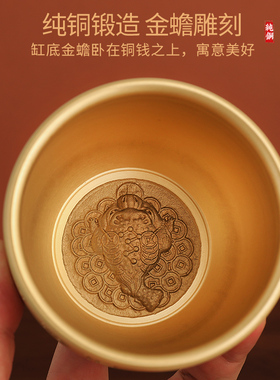 纯黄铜米缸聚财百福缸聚宝盆摆件招财进宝铜盆客厅玄关家居存钱罐