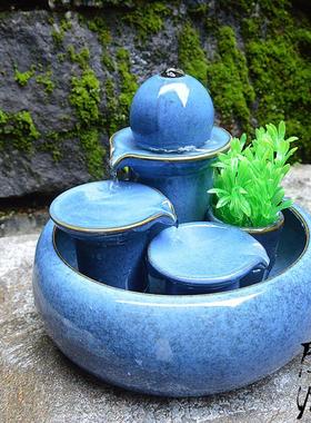 陶瓷喷泉流水工艺品摆设新房客厅家居水景加湿器装饰礼品创意摆件