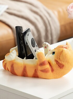 慧心巧聚猫咪手机收纳盒玄关客厅卧室摆件家居装饰品茶几创意摆设