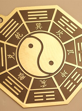 八卦镜铜镜纯黄铜真品法器凸镜家用门口大门阳台太极凹镜客厅挂件