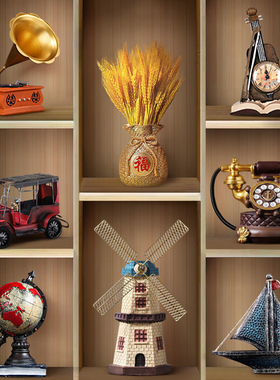 欧式创意复古摆件超市美陈工艺品客E厅酒柜办公室书架陈列装饰道