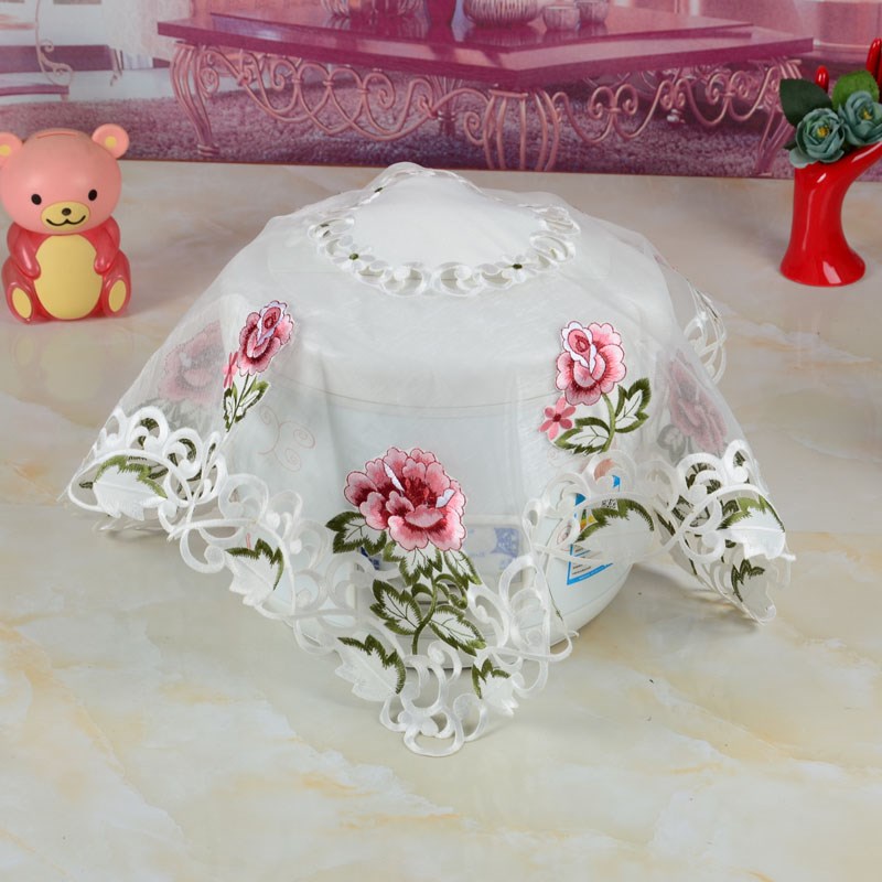 布艺家用电器套白色多款镂空布台灯盖巾防尘电饭锅绣花盖巾多用罩 - 图1