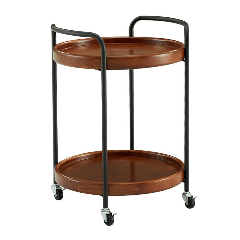 观山木实木可移动沙发边几北欧风现代简约带轮小茶几小推车置物架 - 图3