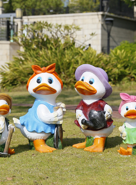 花园树脂别墅鸭子花盆花缸雕塑室外庭院幼儿园卡通动物装饰品