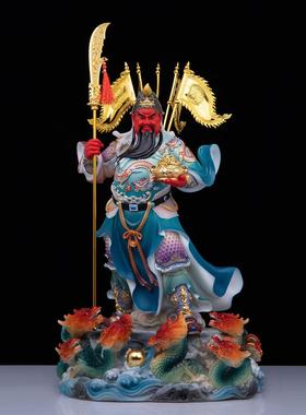 九龙关公神像立刀聚宝家用汉白玉武财神关公二爷佛像店铺招财摆件