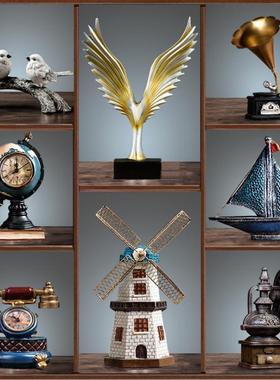 创意家居客厅欧式服装咖啡店店铺餐厅酒柜复古小摆件留声机装饰品