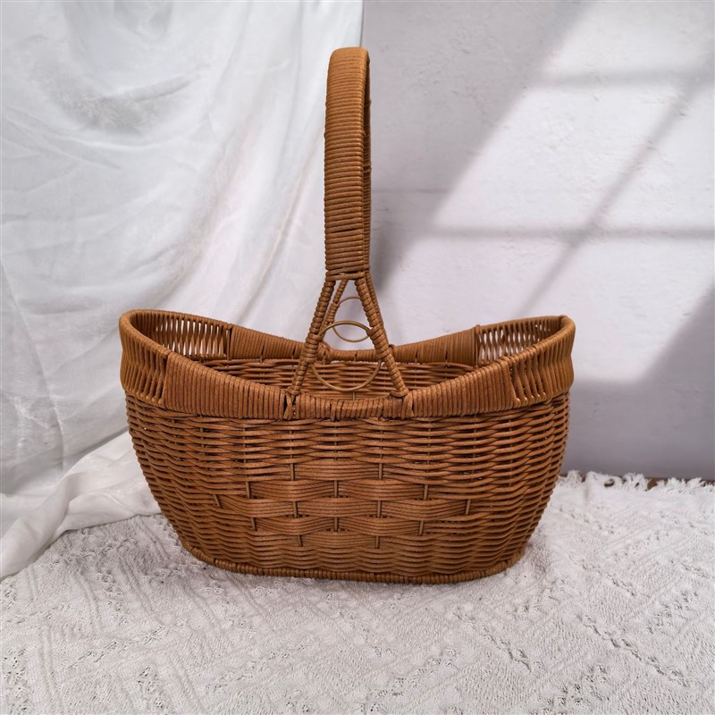 元宝提篮手提花篮编织铁架加固提篮菜篮子水果礼篮果篮提篮 - 图2