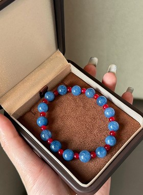 绿色Ni江夏中国风红蓝对比蓝玉心手链,新的中国风,可访问的豪华,