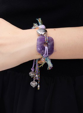 SUMIYAKI 毕业季限定 智慧之石天然紫晶手工编绳手炼闺蜜礼物