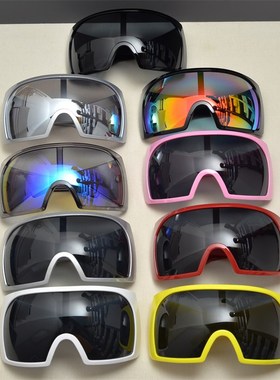 欧美复古超大框一体式连体太阳眼镜男女潮人骑行嘻哈蹦迪炫彩墨镜