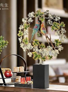 珐琅彩永结同心新中式装饰摆件工艺品家居客厅玄关书房办公室摆件