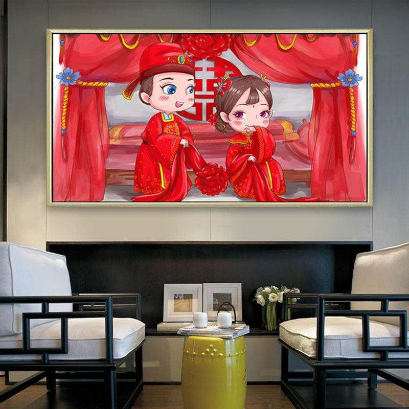 钻石画满钻新款婚庆系列新中式卡通婚礼人物结婚卧室十字绣钻石绣,淘宝优惠券,粉丝福利购,淘宝优惠卷