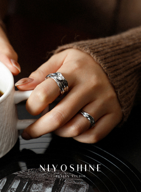 不规则波纹开口戒指女小众设计