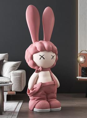 潮玩兔子公仔大型客厅落地摆件电视柜沙发旁大号饰品乔迁新居礼品