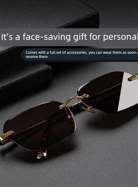 谜粉好物甄选太阳镜天然水晶石眼镜男士高档墨镜中老年清凉护目镜