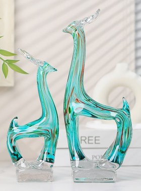 玻璃雕塑轻奢客厅酒柜透明玄关桌面装饰摆件家居饰品乔迁礼物