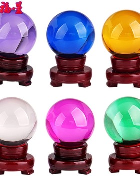 60mm水晶球6cm纯色玻璃珠 按摩装饰室内桌面客厅玩具眼睛饰品摆件