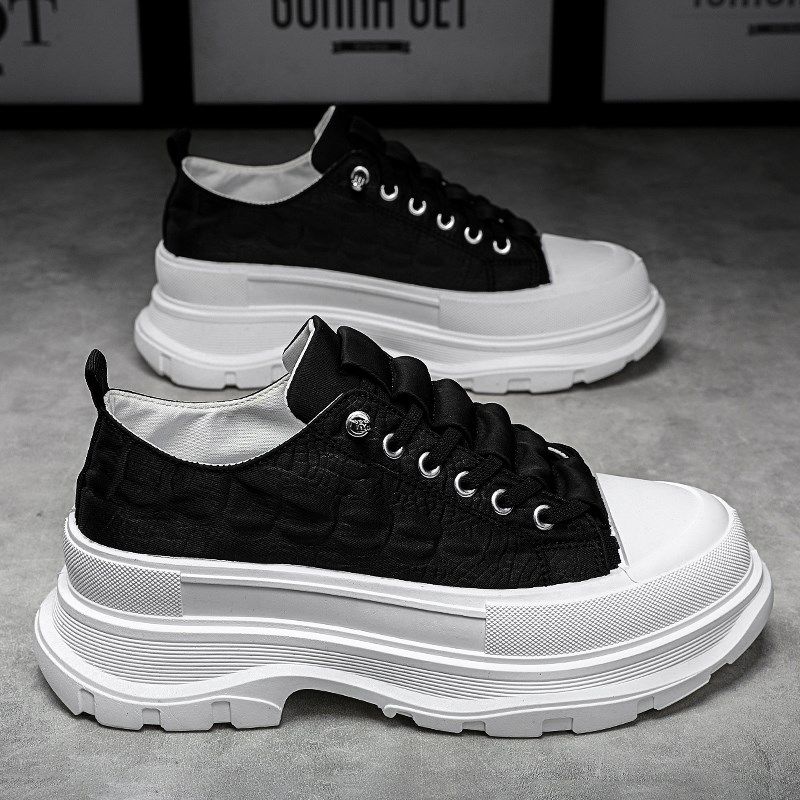 男鞋2024夏季新款潮流百搭厚底增高男士一脚蹬帆布松糕底老爹潮鞋,淘宝优惠券,粉丝福利购,淘宝优惠卷