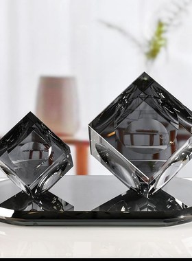 水晶几何魔方方体酒店宾馆样板间客厅书房软装艺术装饰摆饰