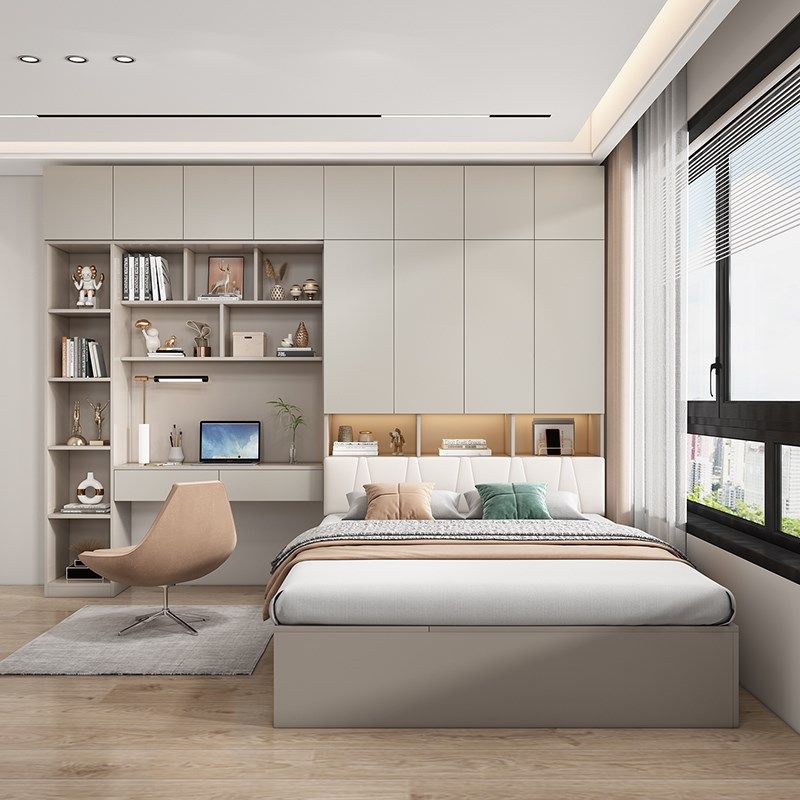 全实木生态板衣柜床榻榻米书桌一体小户型组合床书柜多功能简约,淘宝优惠券,粉丝福利购,淘宝优惠卷