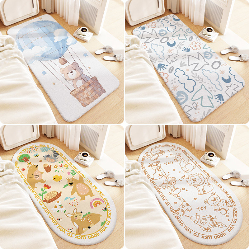 Bedroom bedside carpet strip children's room cute plush blanket home cat-sense bed front mat can sit on