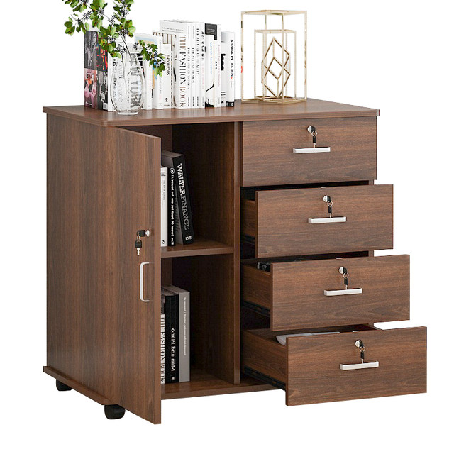Office cabinet with lock drawer brake mobile file cabinet wooden height storage cabinet office floor-standing information cabinet