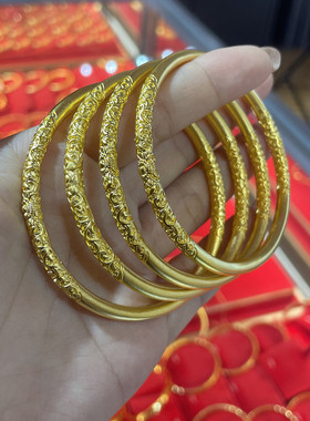 金店同款足金包银古法卷草纹手镯